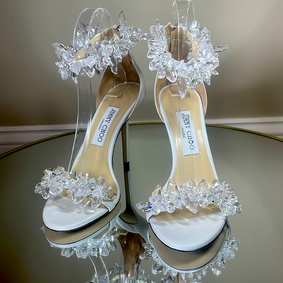Jimmy Choo Maisel 100 Crystal Embellished heeled sandals sz 38 - Picture 6 of 17